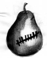 pencil drawing of a pear
