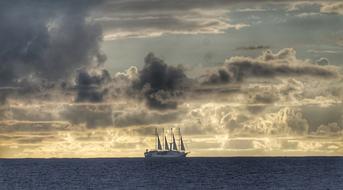Sailboat in Polynesia at Sunset