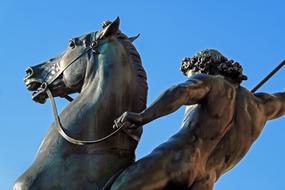 Sculpture Bronze Man and horse