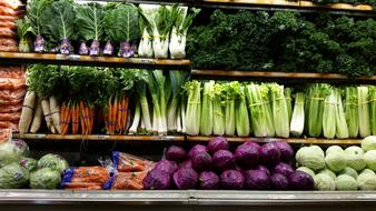 fresh vegetables in the cabinet