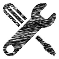 Illustration of mechanical icon tools key
