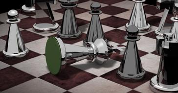 silver pieces on the chessboard