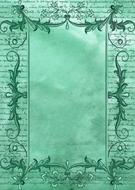 Beautiful green paper background with floral frame
