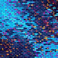 drawing of scrapbooking blue red brick background