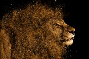 profile portrait of a lion as digital art
