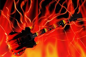 Guitar Fire Flame drawing