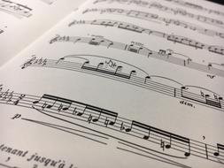 Music sheet, composition for Flute, macro