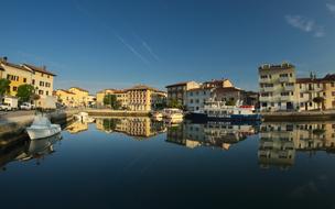 beautiful sunny town by the lake