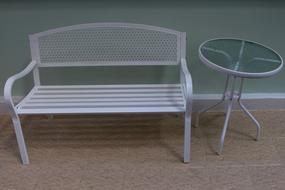 new bench and round Table