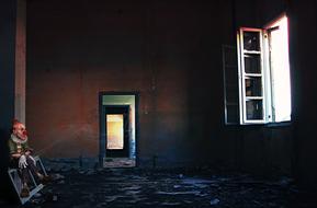 Clown in abandoned building
