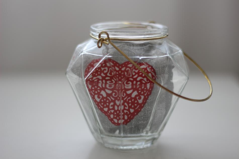crystal candle with a heart