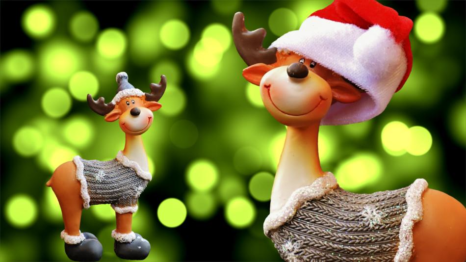 Christmas reindeer in red hats