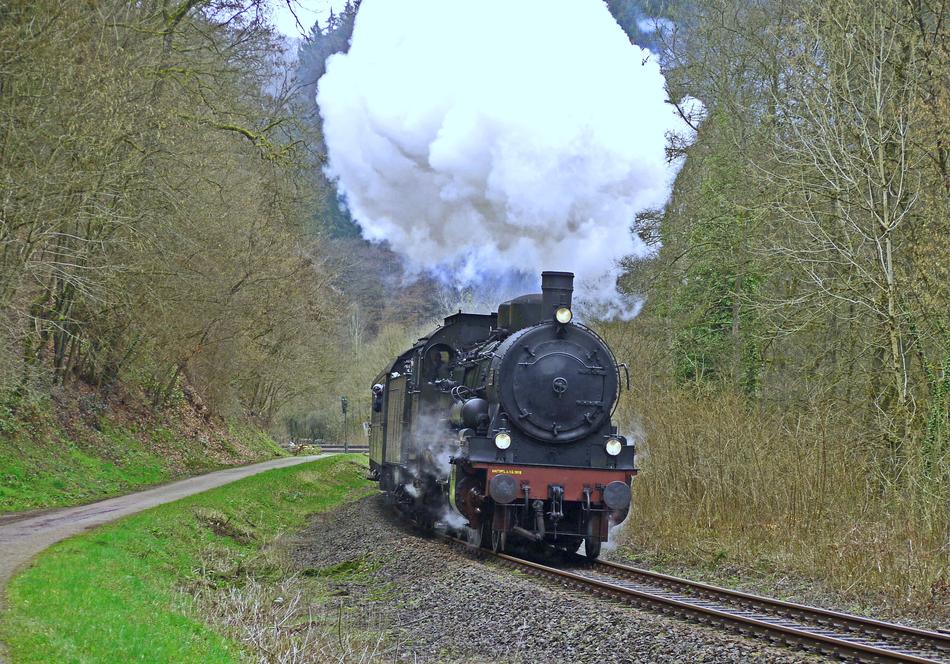 train traveling on the railroad