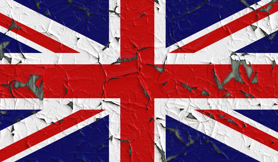 flag on the wall with peeling paint
