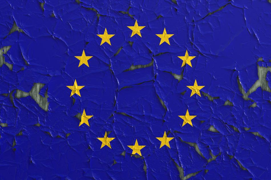 European flag on a colorful wall