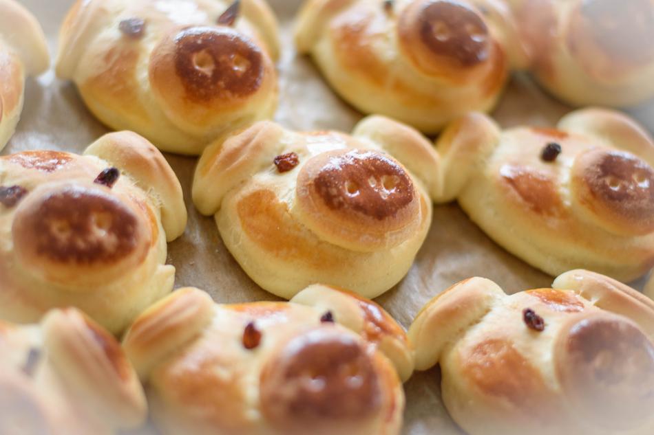 delicious baked goods with pig faces