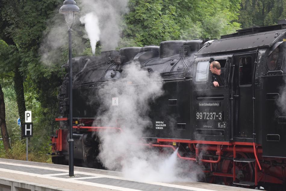 white smoke around the train