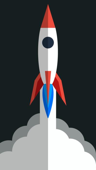 rocket space fire illustration