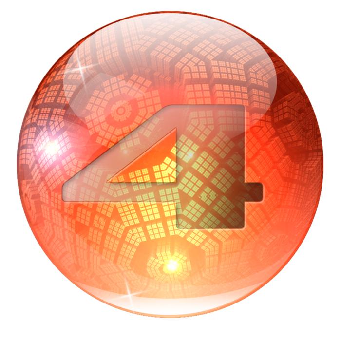 orange glass ball with the number four
