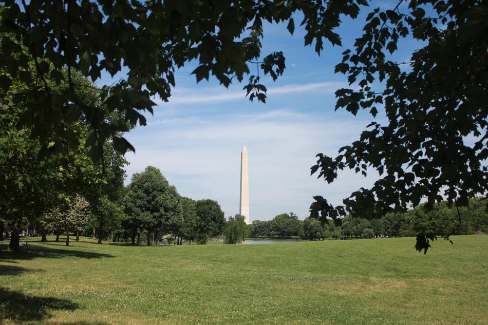 distant view of the monument in Washington Dc