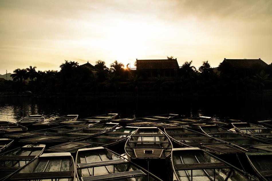 Boats at Sunset in Tamcoc