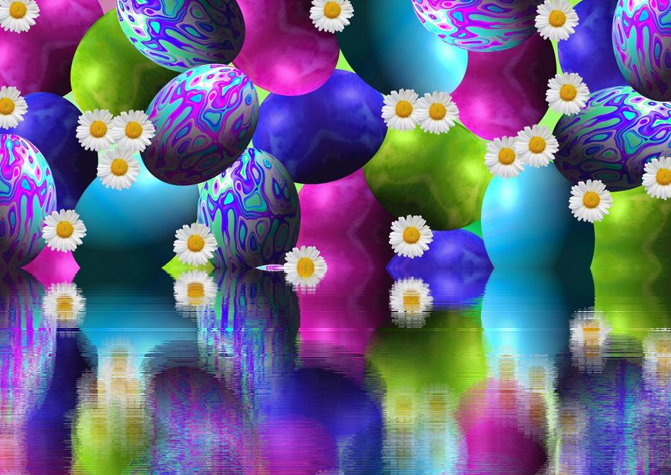 background of colorful falling eggs