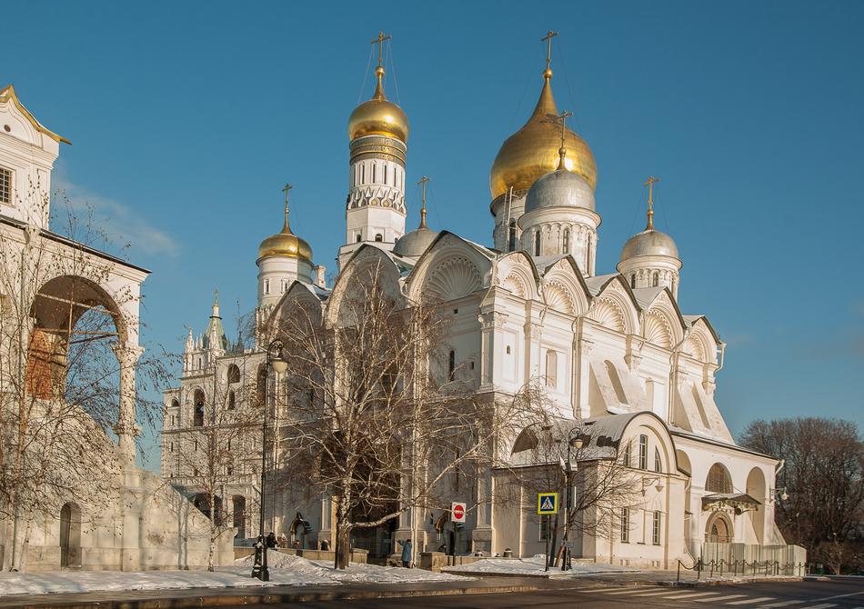 Moscow church with golden domes
