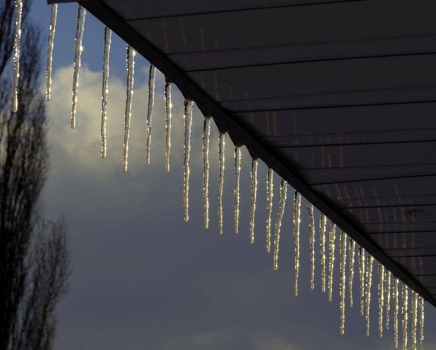 beautiful icicles on the roof