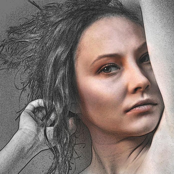 Beautiful digital sketch of a girl
