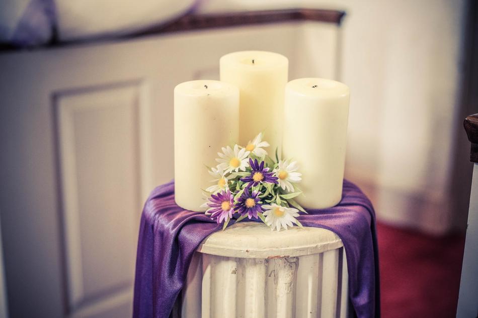 candles decorated with flowers