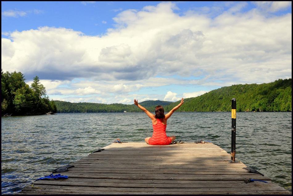 girl on the bridge rejoices in peace