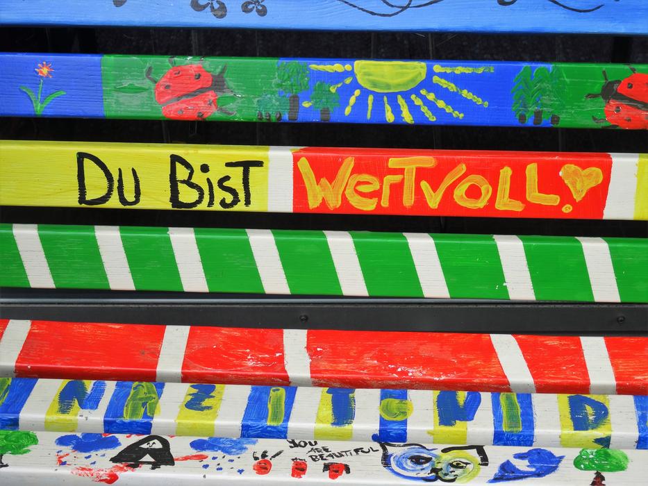 colorful bench in drawings