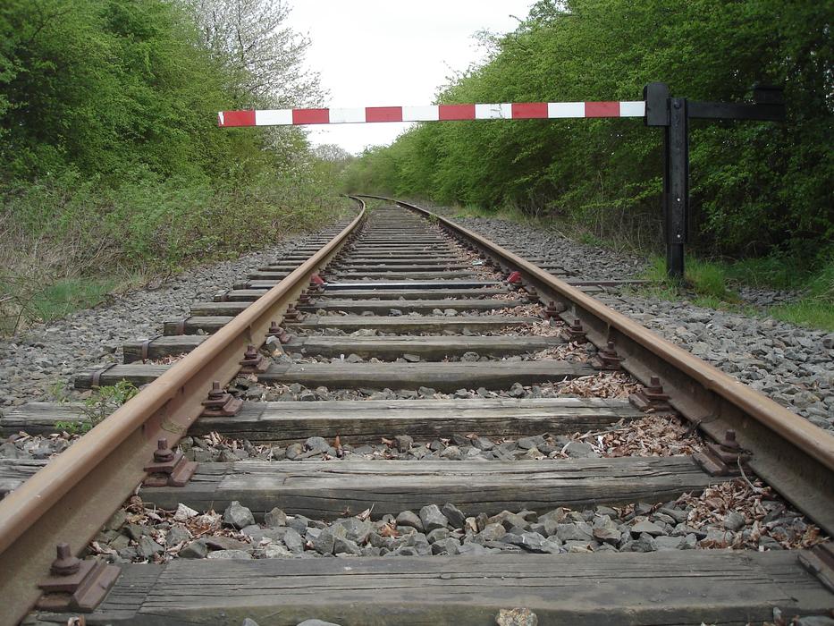 barrier on the railroad in the woods