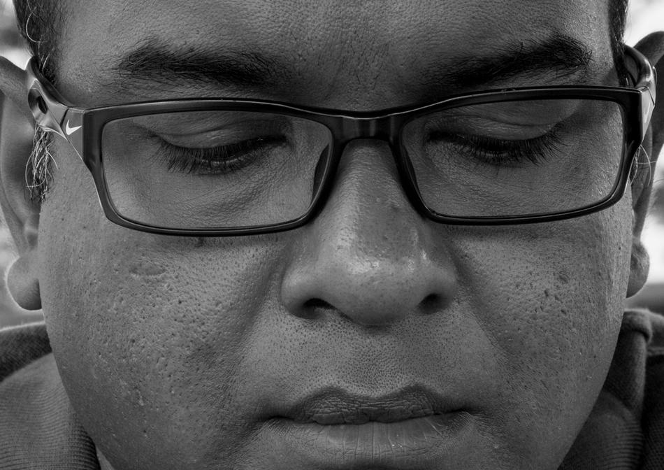 Man Close Up Face Black And white