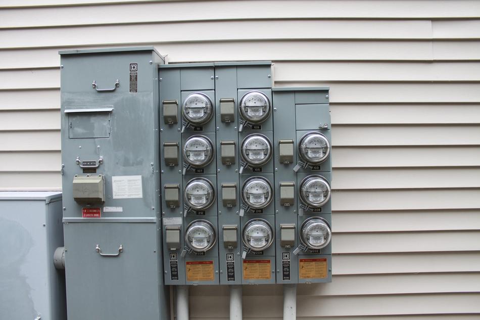 Meter Electric on Building close-up