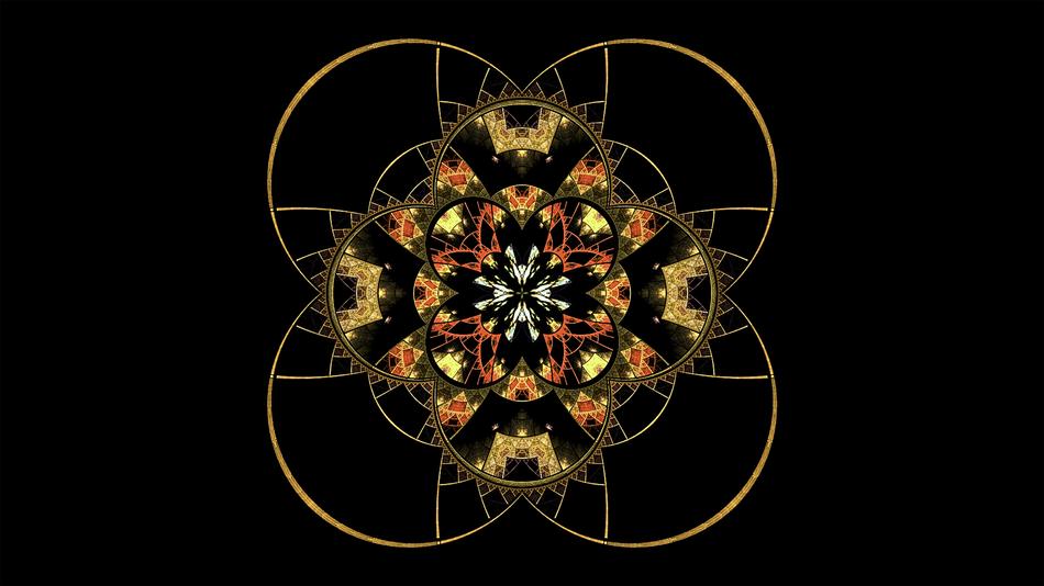 fractal gold pattern on a black background