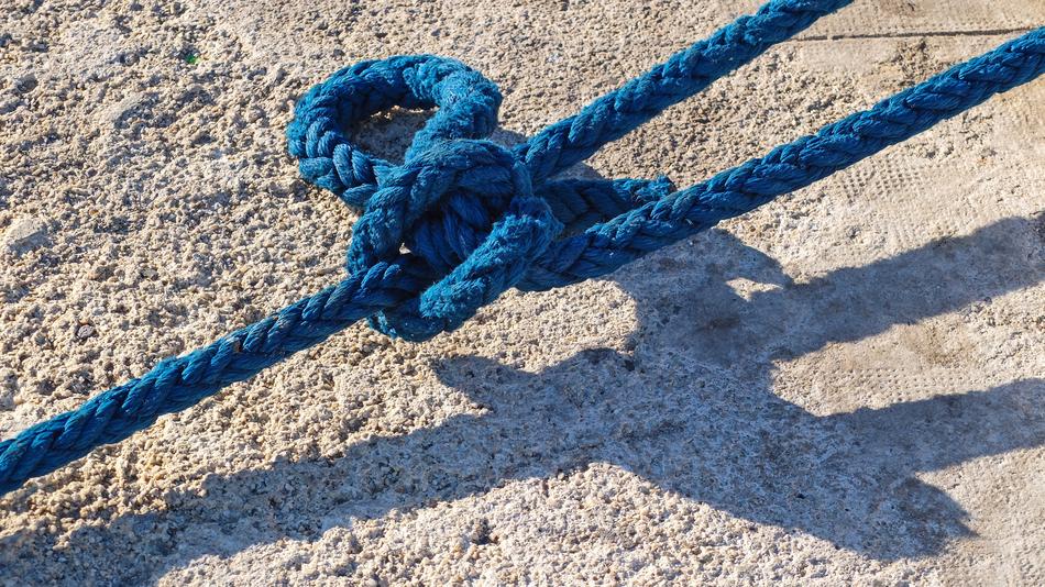 blue rope tied