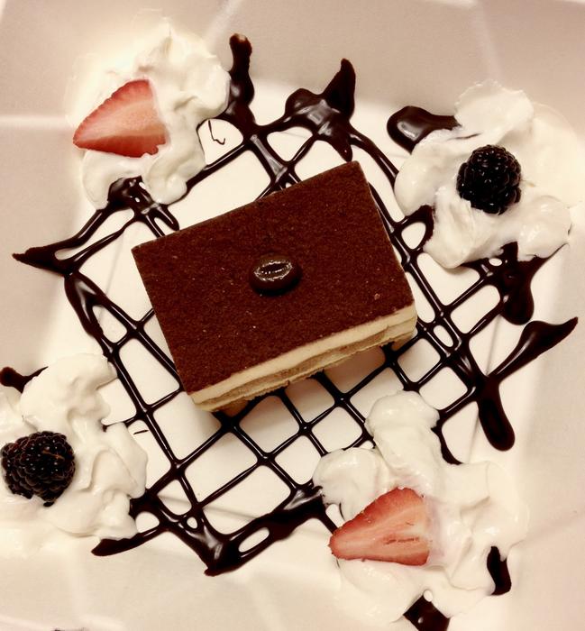 Chocolate dessert with cream