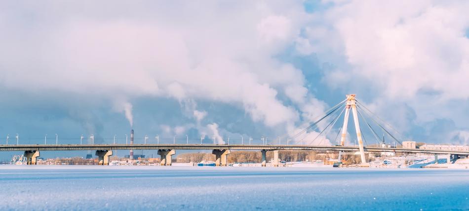 bridge in landscape of russia