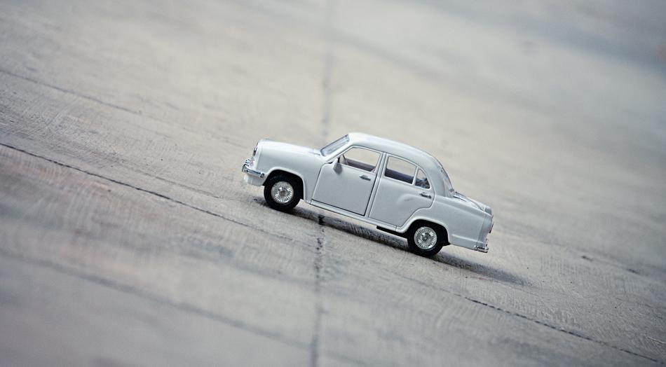 model car white road
