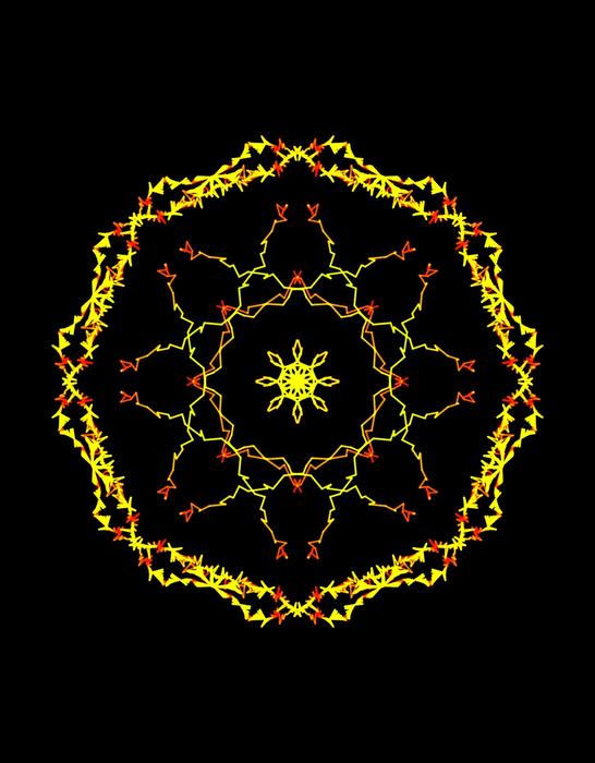 geometric glowing figure in the dark