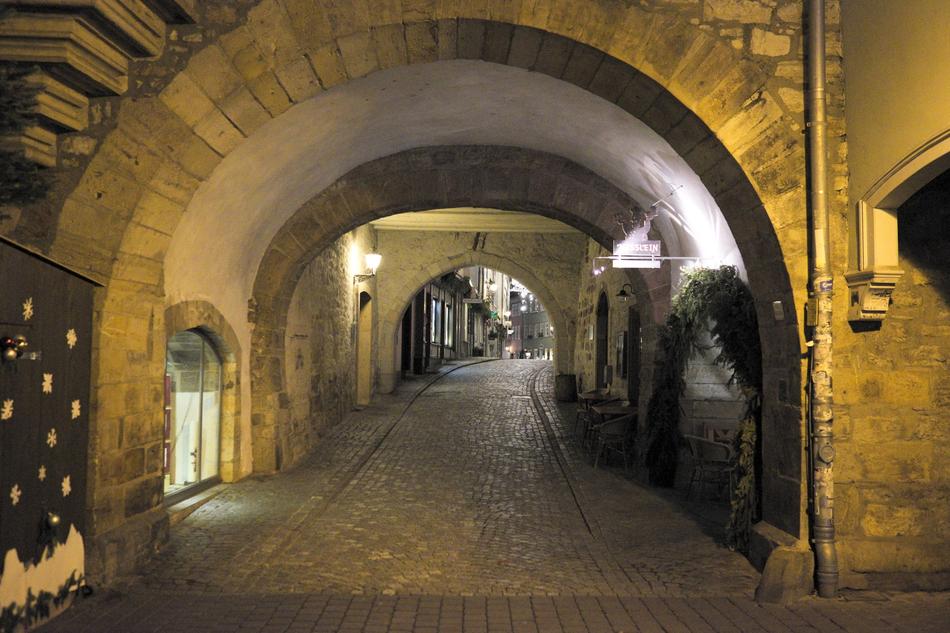 cozy tunnel with lamps