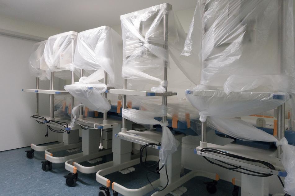 Packed, regal carriage in the room of the clinic