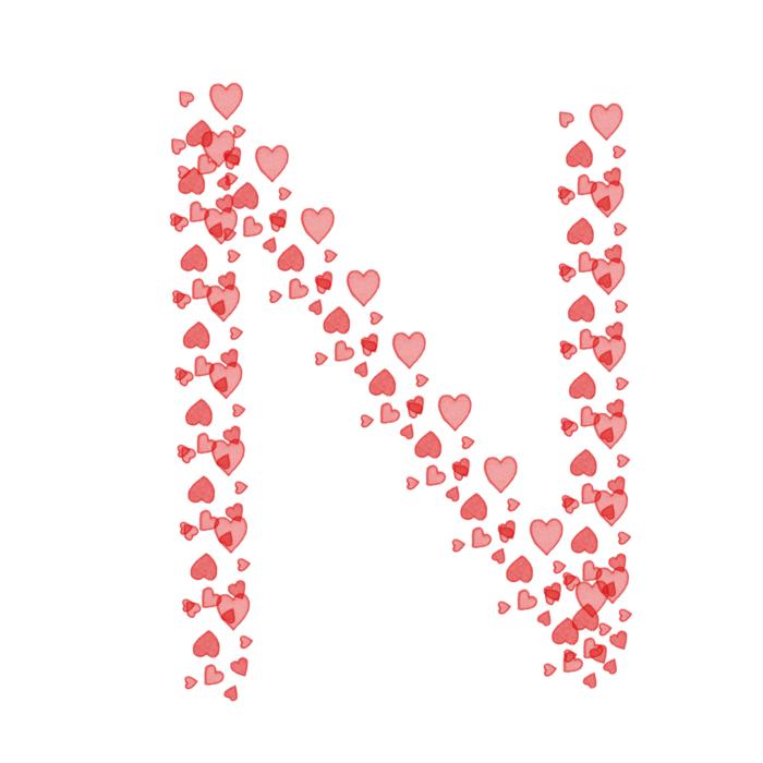 love heart letter n