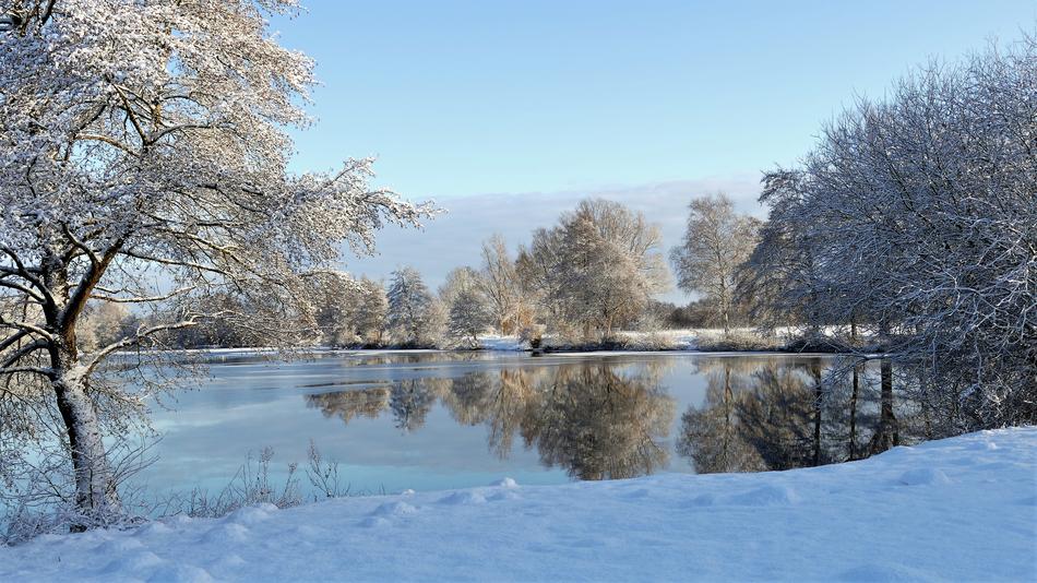 Wintry Lake In Winter Frozen