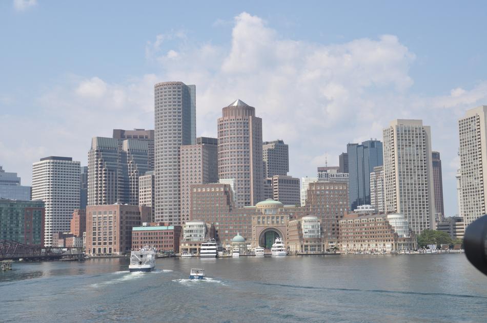 beautiful view of the ocean by the city