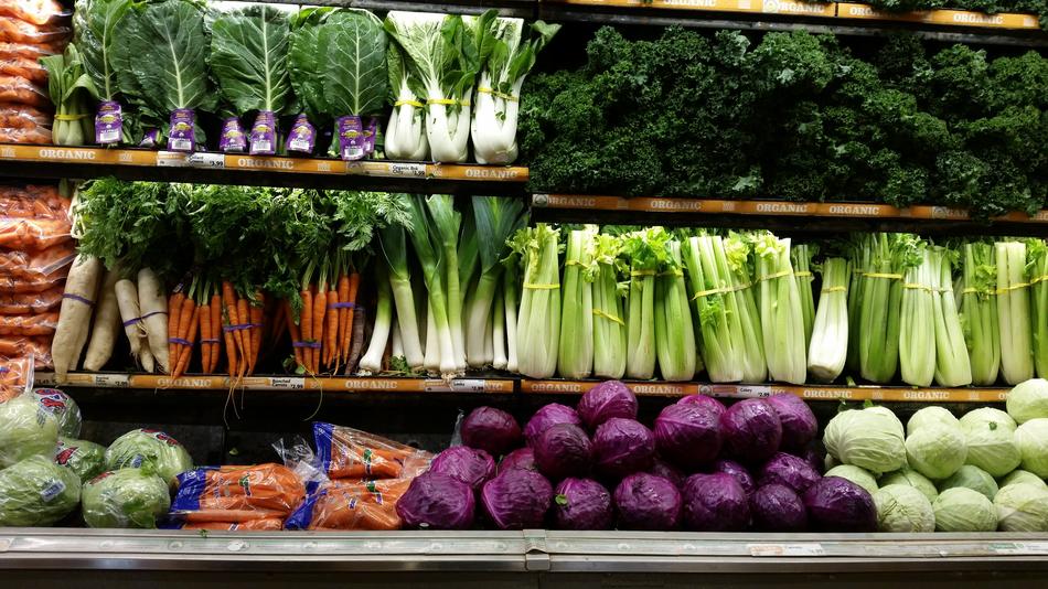 fresh vegetables in the cabinet
