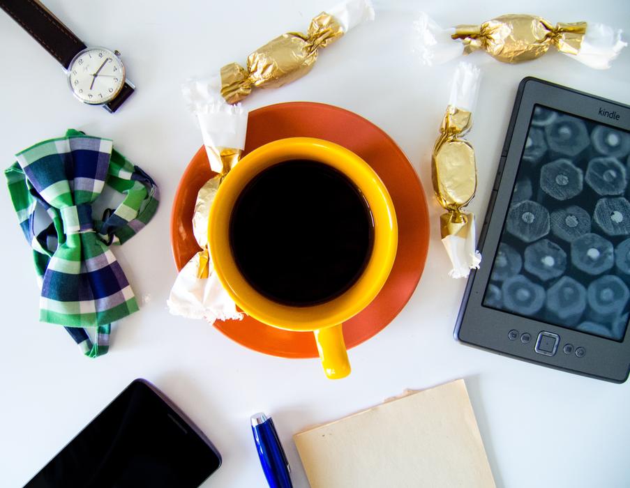 candy and a cup of coffee