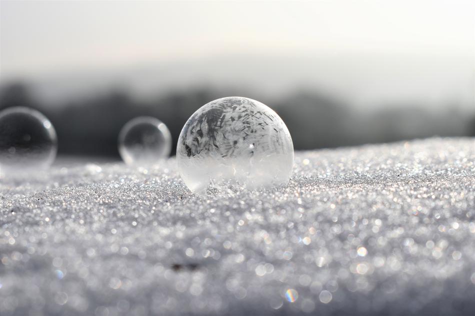 Soap Bubbles Frozen Frost