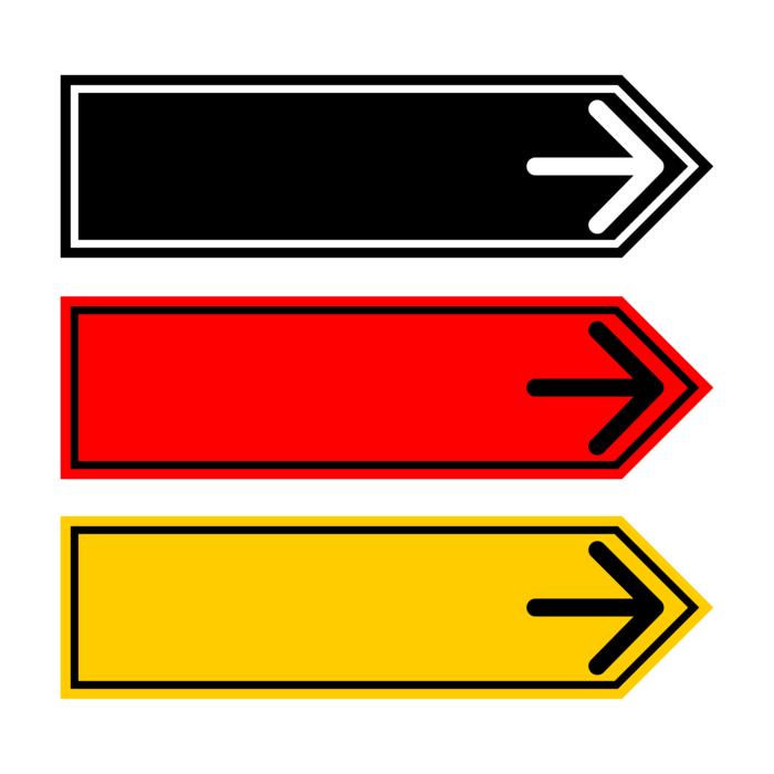 direction plate arrow black red yellow